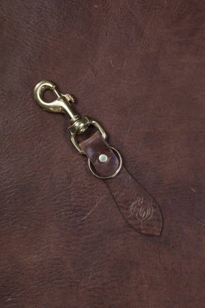 Schlüsselanhänger aus antikem Leder, dunkelbraun