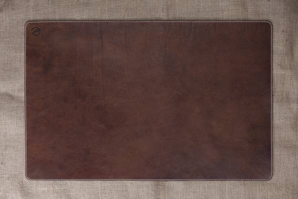 Writing pad large, in antique leather, quilted with decorative seam
